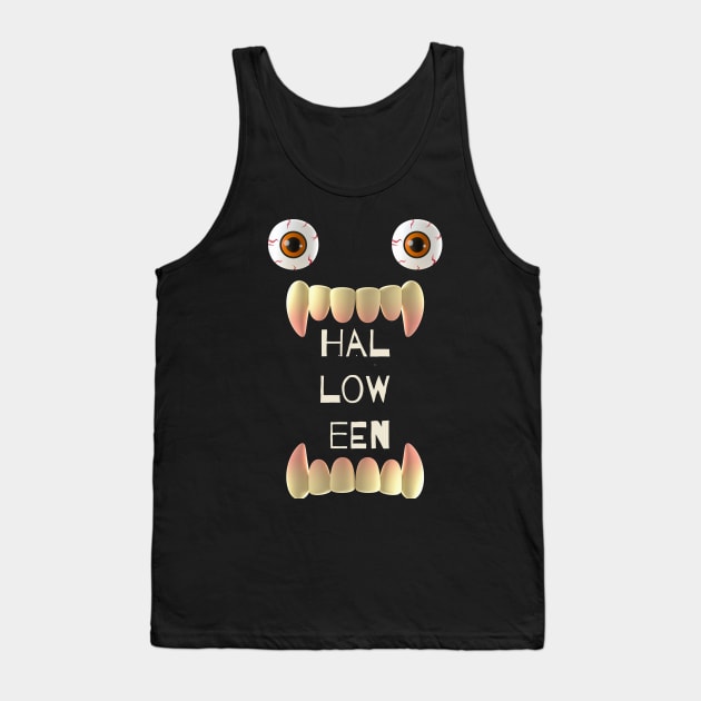 Halloween Scary Teeth Tank Top by whitebluecomp